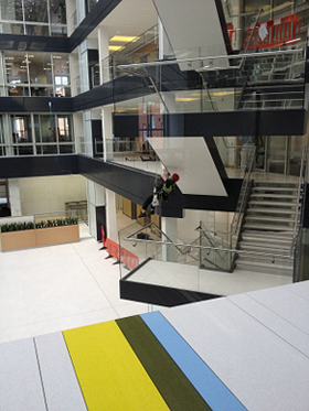 Abbots House atrium - cladding, painting and cleaning completed